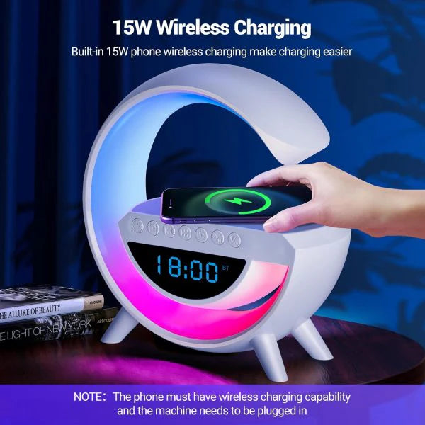 G63 Bluetooth Speaker Atmosphere Light Wireless Charger Bedside Music Wake-Up Light Bluetooth Sound Multiple Light Modes